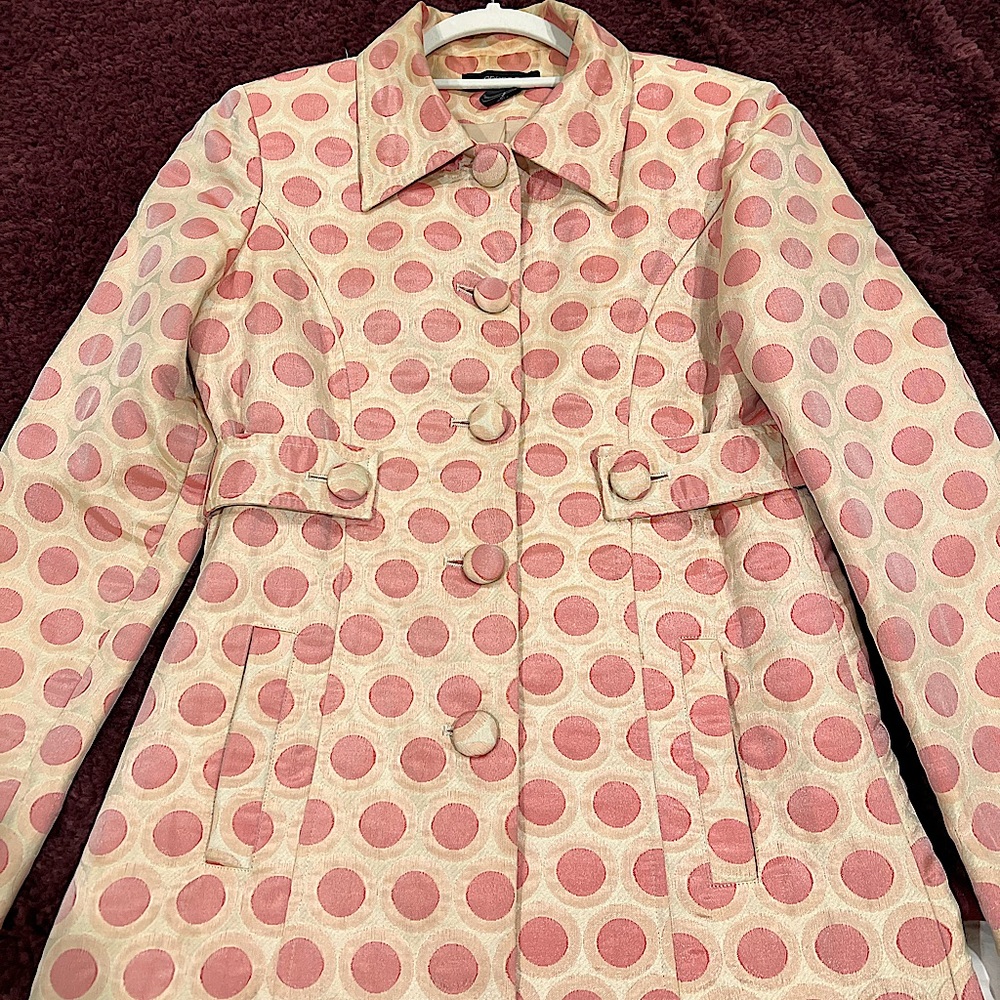 Arden B women’s coat size S Rare find! Polka Dot Jacquard Peach Pink Cream